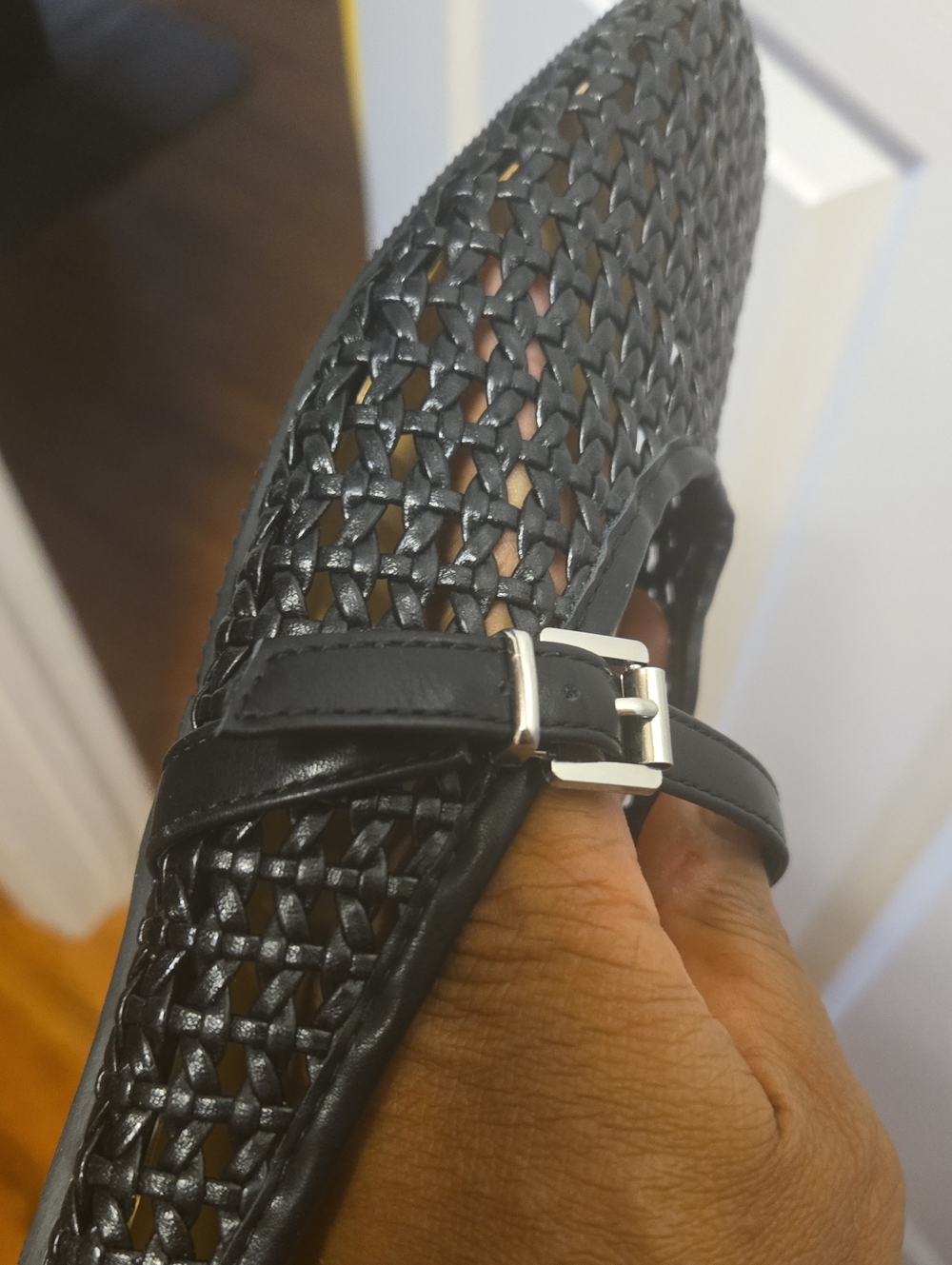 Black Woven Mary Jane Flats - Women - Picture 4 of 5